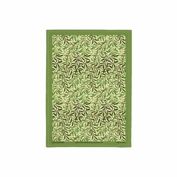 Cotton Tea Towel with Willow Design - Green image