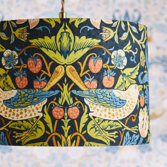 Drum Lamp Shade with Brass Gimbals - Multicolor