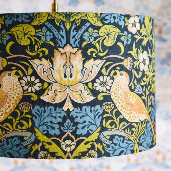 Drum Lamp Shade with Brass Gimbals - Multicolor