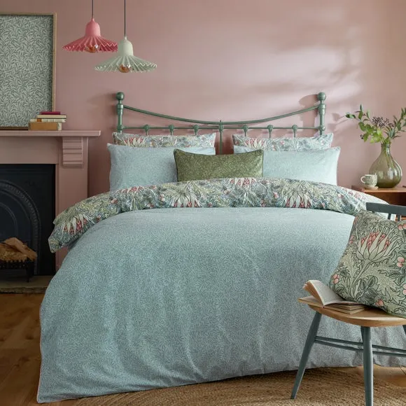 Duvet Cover Set with Artichoke Print - Sage, Cotton