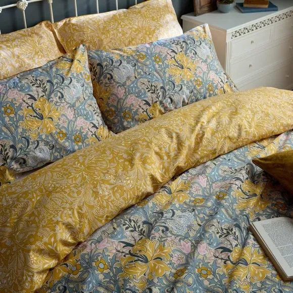 Duvet Cover Set with Pillowcase - Yellow, Cotton
