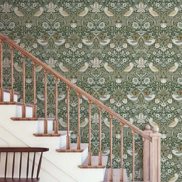 Floral Wallpaper Paste-the-Wall - Moss Green