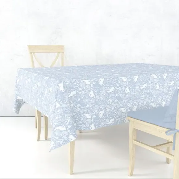 Forest Life Tablecloth Acrylic Coated - Blue, Cotton