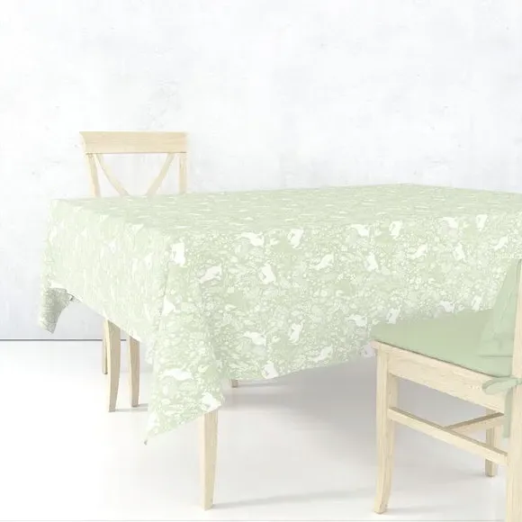 Forest Life Tablecloth Acrylic Coated - Green, Cotton