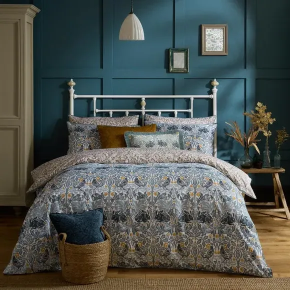 Oxford Pillowcase with Button Fastening - Blue, Cotton