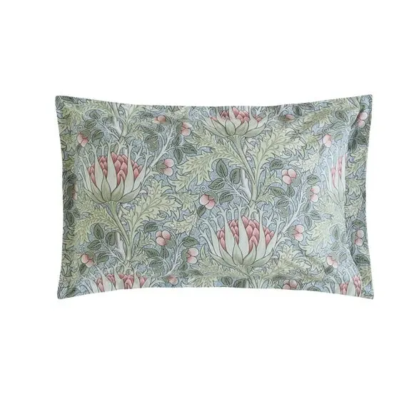 Oxford Pillowcase with Button Fastening - Sage, Cotton image
