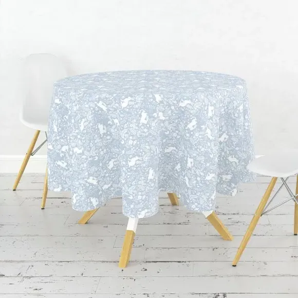 Round Tablecloth Acrylic Coated - Blue, Cotton image