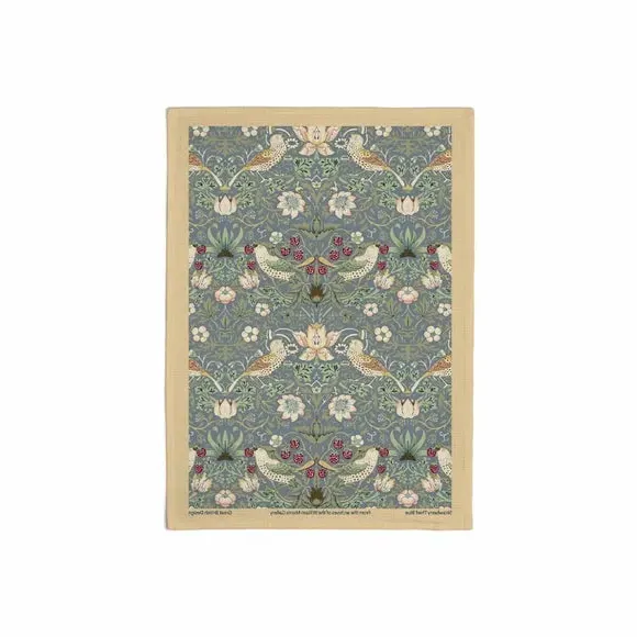Tea Towel with Floral Design - Blue, Cotton image
