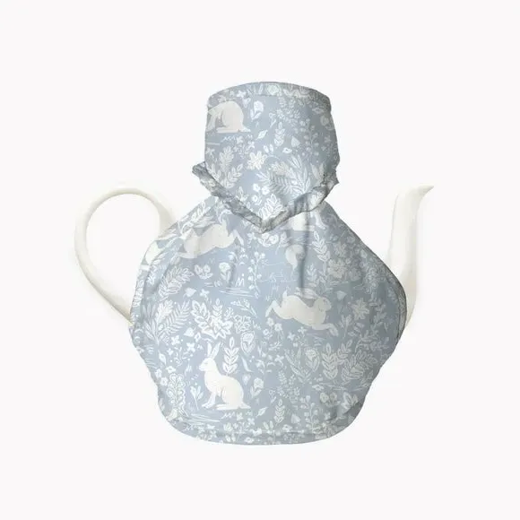 Victorian Tea Cosy with Forest Design - Blue image