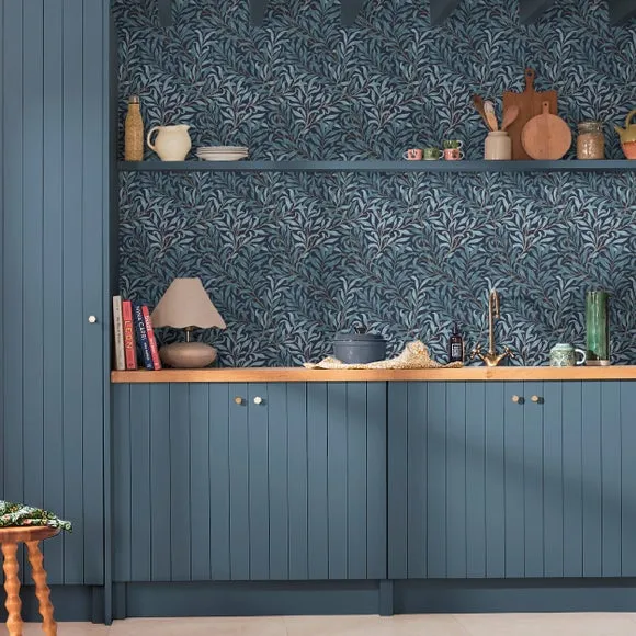 Willow Bough Botanical Wallpaper - Deep Blue