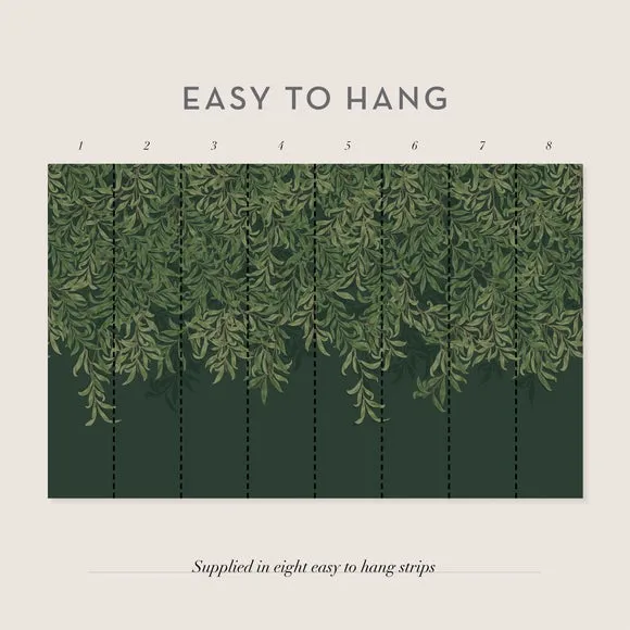 Willow Bough Wall Mural - Dark Green