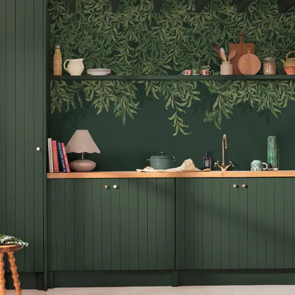 Willow Bough Wall Mural - Dark Green