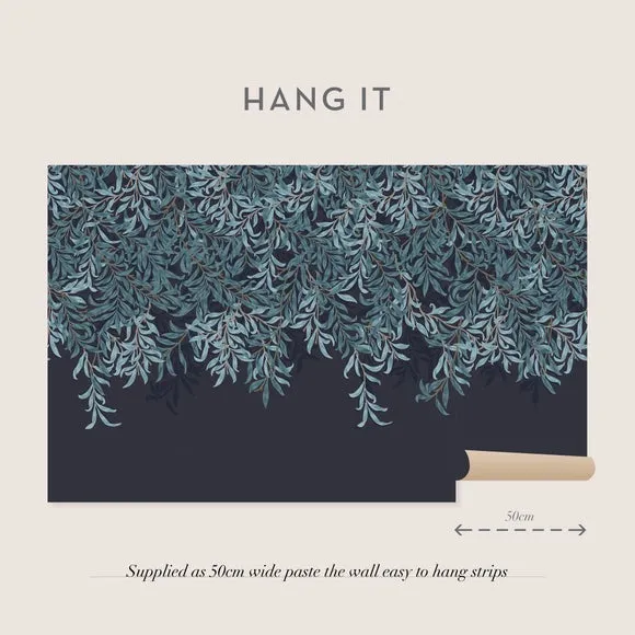 Willow Bough Wall Mural - Navy
