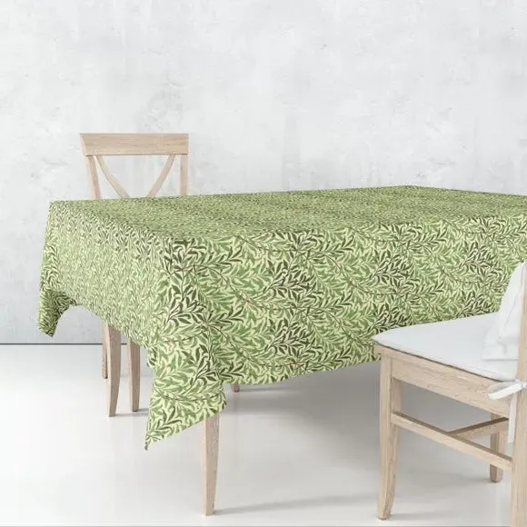 Willow Boughs Tablecloth - Green, Cotton image