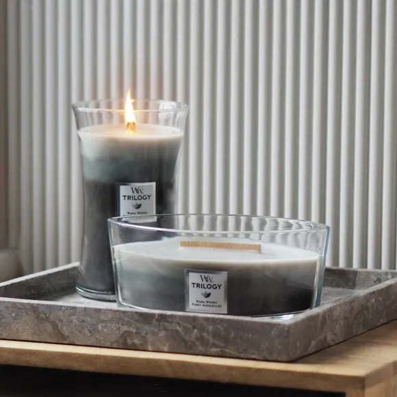 Ellipse Trilogy Candle with Wooden Wick - Grey