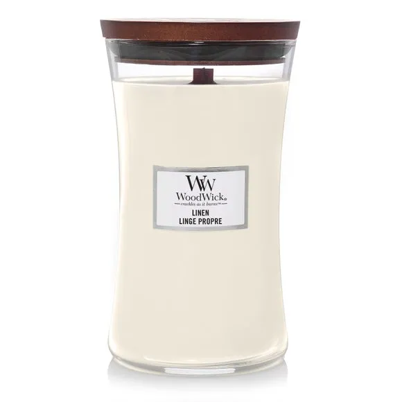 Large Hourglass Candle with Wooden Wick - Linen