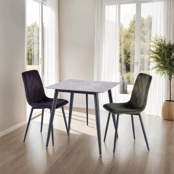 2-Seater Square Dining Table - Grey, Stone image
