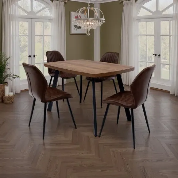 4-Seater Dining Table - Dark Oak, Melamine image