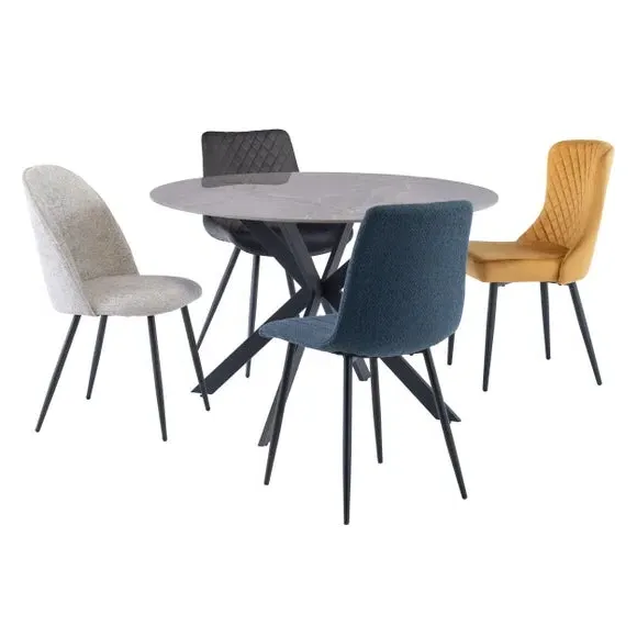 4-Seater Round Dining Table - Grey, Sintered Stone
