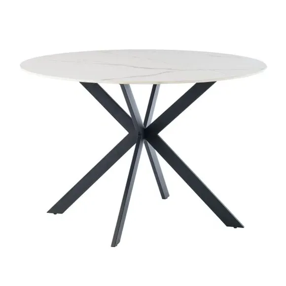 4-Seater Round Dining Table - White, Sintered Stone