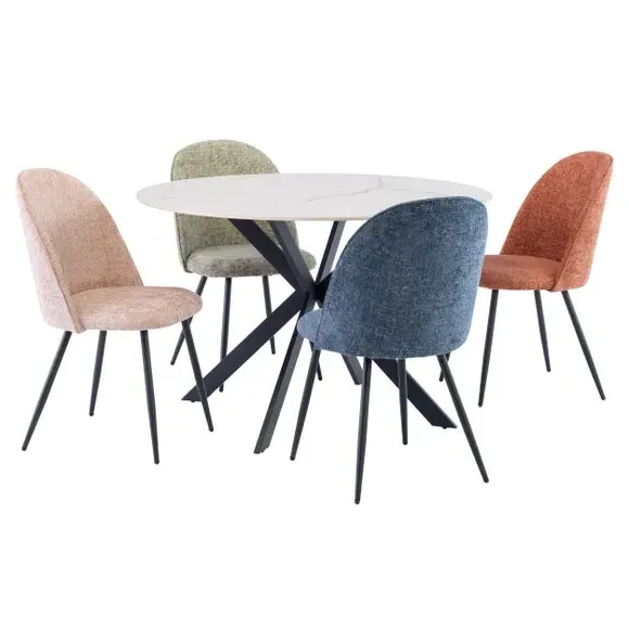 4-Seater Round Dining Table - White, Sintered Stone