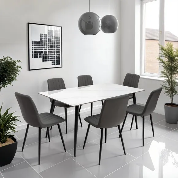 6-Seater Dining Table - Off-White, Sintered Stone image