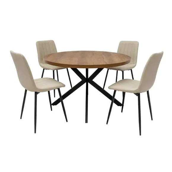 Round 4-Seater Dining Table - Dark Oak, Melamine