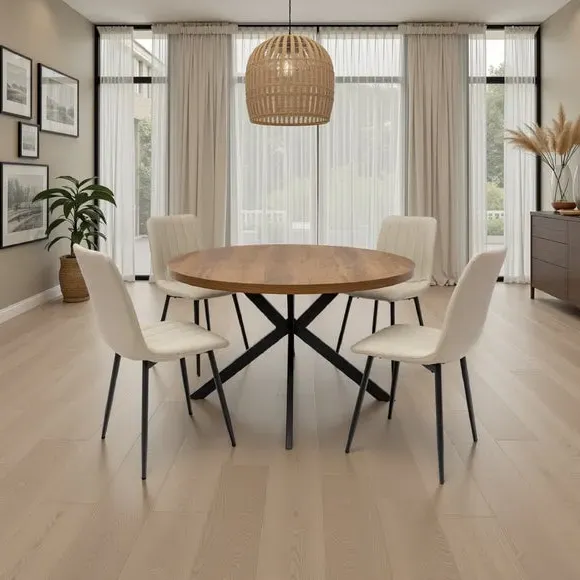 Round 4-Seater Dining Table - Dark Oak, Melamine image