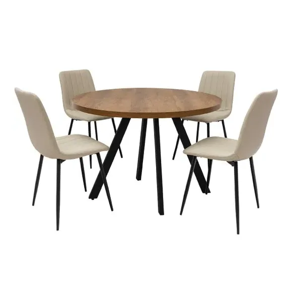 Round 4-Seater Dining Table - Dark Oak, Melamine