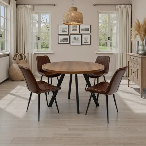 Round 4-Seater Dining Table - Dark Oak, Melamine image