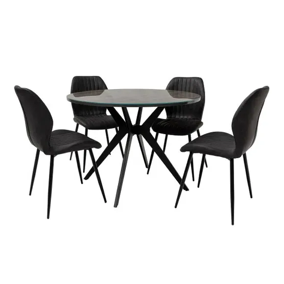 Round 4-Seater Dining Table - Grey, Melamine