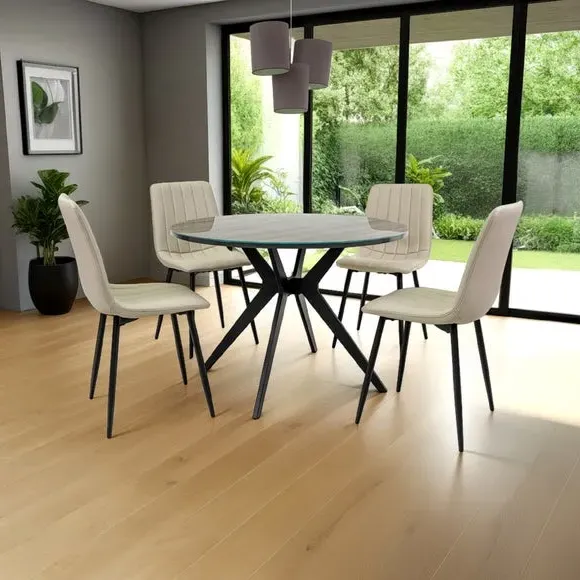 Round 4-Seater Dining Table - Grey, Melamine image
