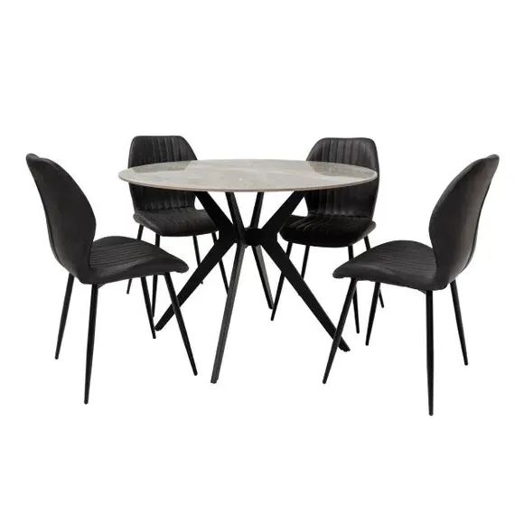 Round 4-Seater Dining Table - Grey, Sintered Stone