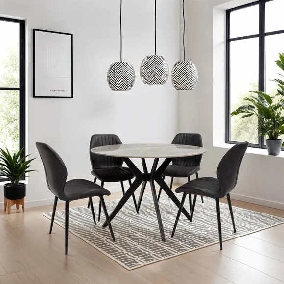 Round 4-Seater Dining Table - Grey, Sintered Stone image