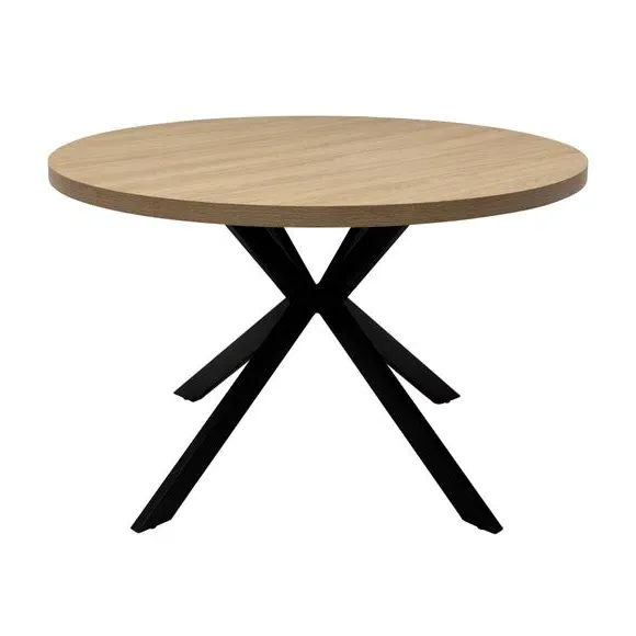 Round 4-Seater Dining Table - Light Oak, Veneer