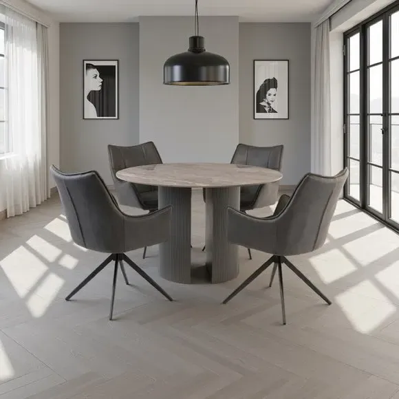 Round 4-Seater Dining Table - Marble, Stone image