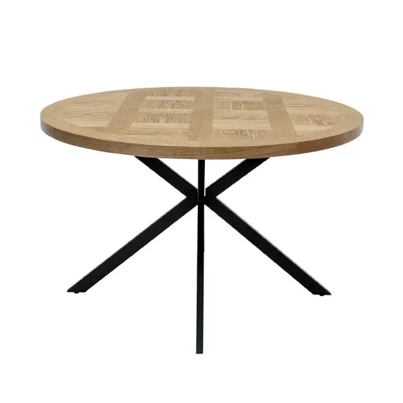 Round 4-Seater Dining Table - Oak, Veneer
