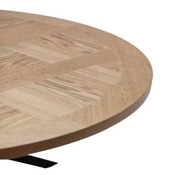 Round 4-Seater Dining Table - Oak, Veneer