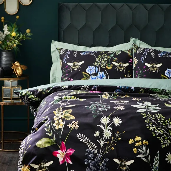 Duvet Cover Set with Pillowcase - Black, Velvet