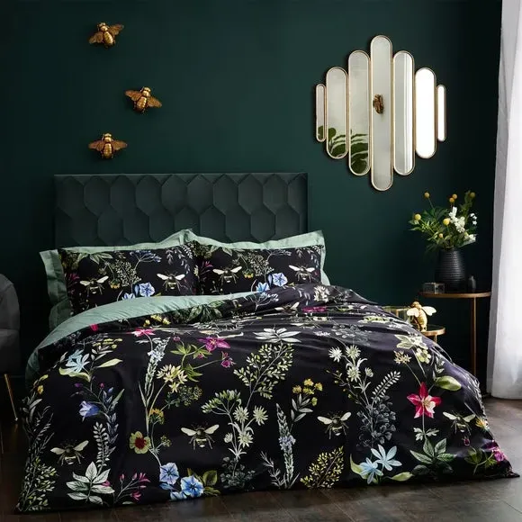 Duvet Cover Set with Pillowcase - Black, Velvet
