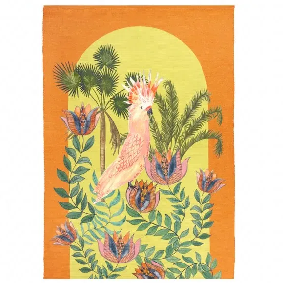 Indoor Outdoor Rug Cockatoo Print - Orange, Polyester