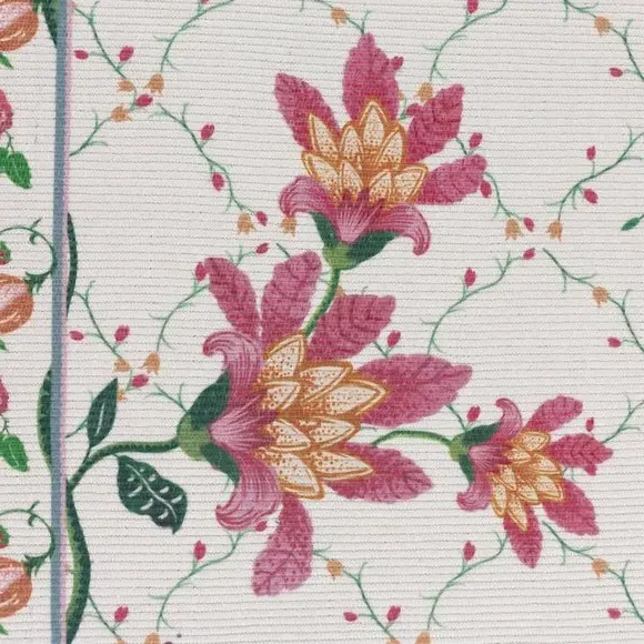 Indoor Outdoor Rug Floral Design - Red, Polyester