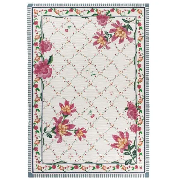 Indoor Outdoor Rug Floral Design - Red, Polyester