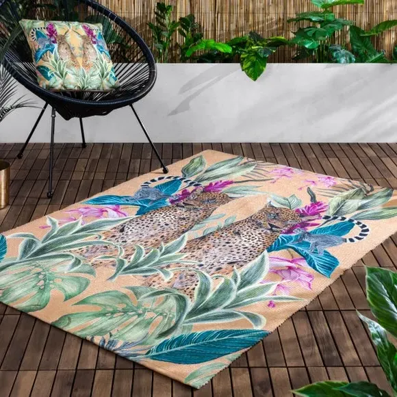 Indoor Outdoor Rug Leopard Print - Gold, Polyester image