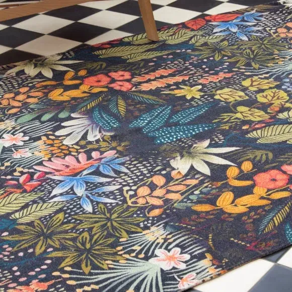 Indoor Rug with Tassels - Blue, Cotton