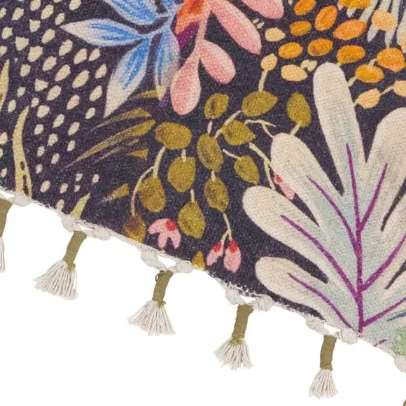Indoor Rug with Tassels - Blue, Cotton