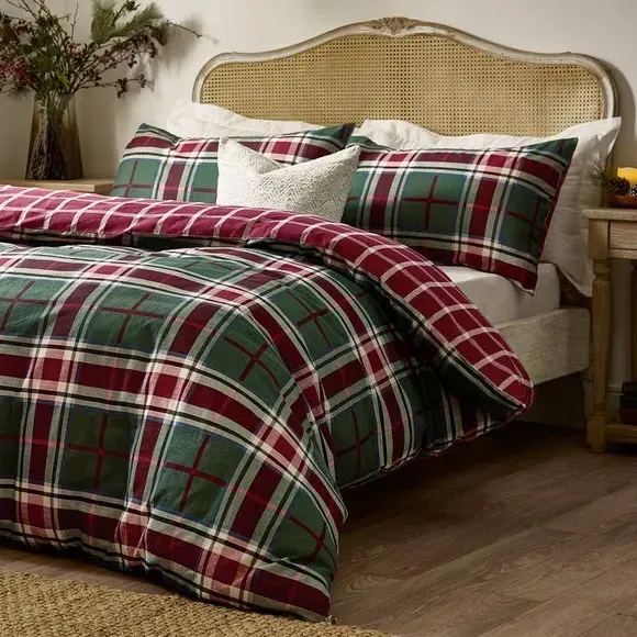 Check Duvet Cover Set - Berry, Cotton
