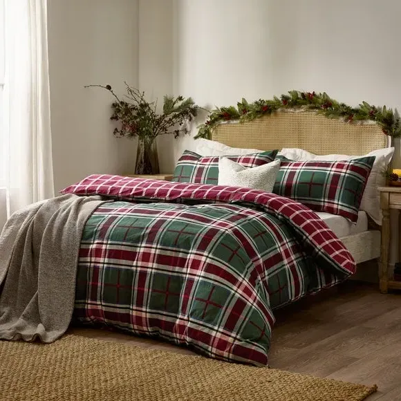 Check Duvet Cover Set - Berry, Cotton