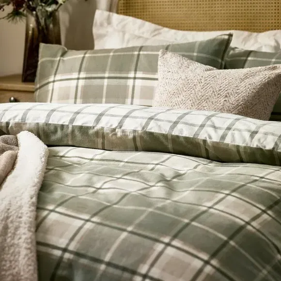 Check Duvet Cover Set - Natural, Cotton