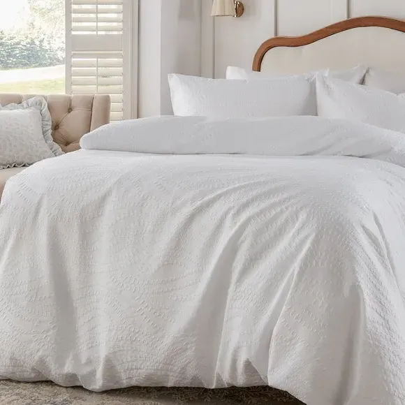 Duvet Cover Set with Pillowcase - White, Polyester